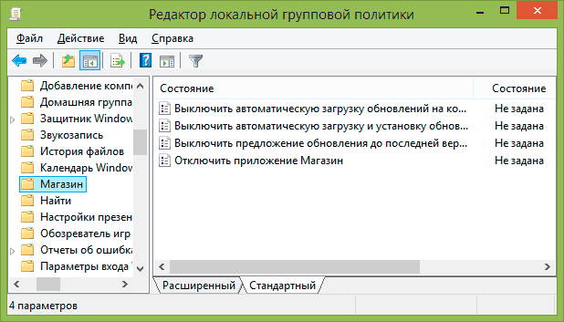 Административные шаблоны магазина Windows