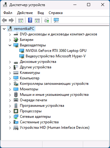 Видеокарта компьютера проброшена в Hyper-V
