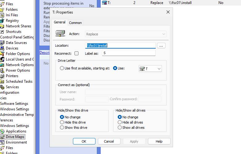 групповая политика монтирования сетевых дисков