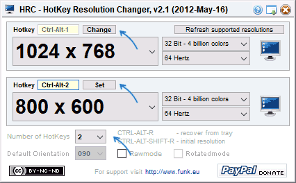 Настройки программы Hotkey Screen Resolution