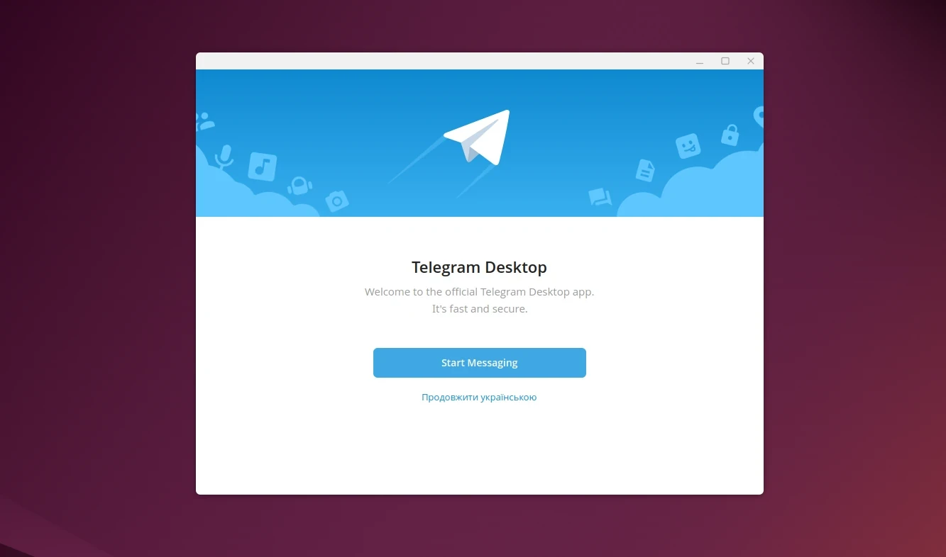 Вікно Telegram в Ubuntu