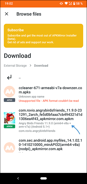 Установить файл APKM на Android