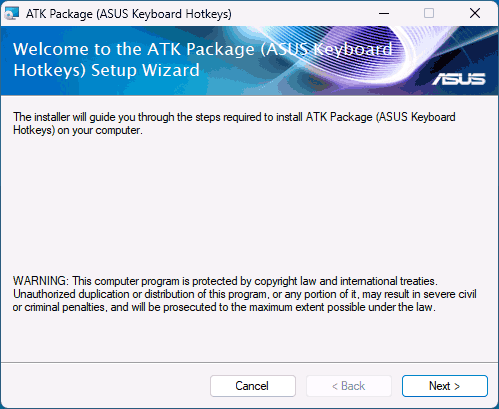 Установка ASUS ATK Package