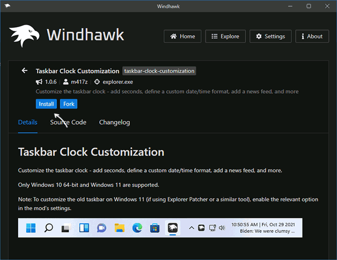 Установка мода Windhawk