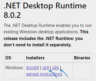 Загрузка библиотек NET Desktop Runtime