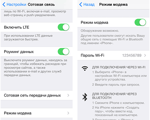 Точка доступа Wi-Fi на iPhone
