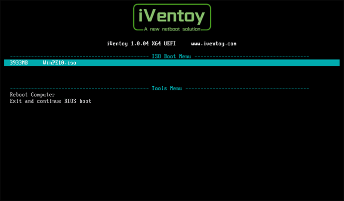 Экран загрузки iVentoy