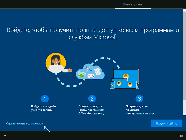Следующий шаг создания автономной учетной записи