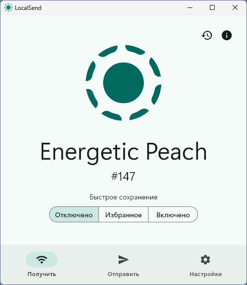 Вкладка Получить в LocalSend