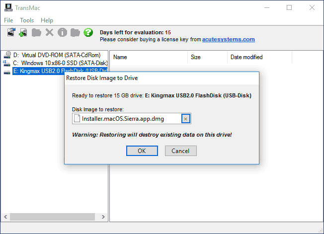 Создание загрузочной флешки MacOS в Windows в TransMac