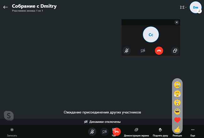 Запущенное собрание Windows 10 через Skype