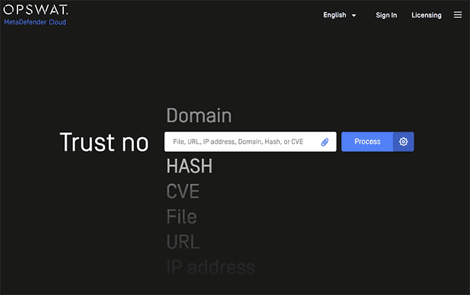 Главная страница metadefender Cloud