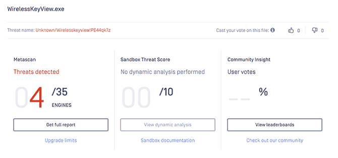Результаты сканирования в metadefender Cloud