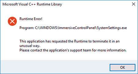 Сообщение об ошибке Microsoft Visual C++ Runtime Library