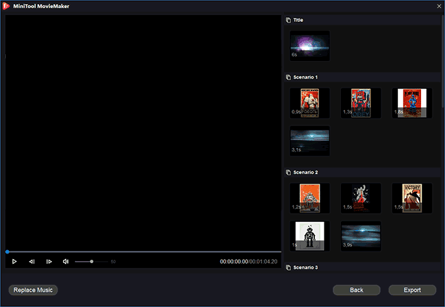 Использование шаблона в MiniTool MovieMaker Free