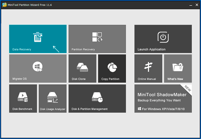 Восстановление данных в MiniTool Partition Wizard