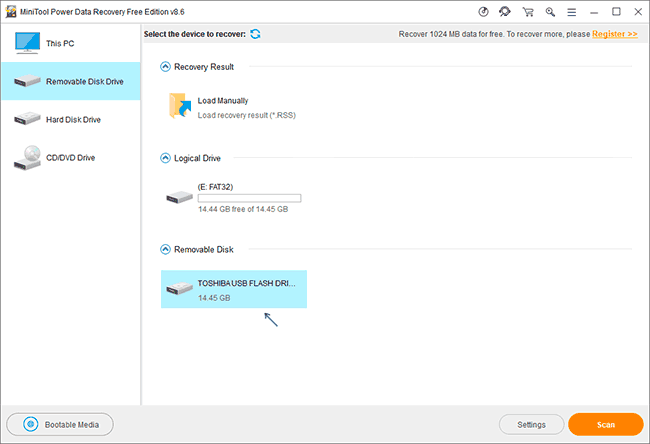 Главное окно Minitool Power Data Recovery