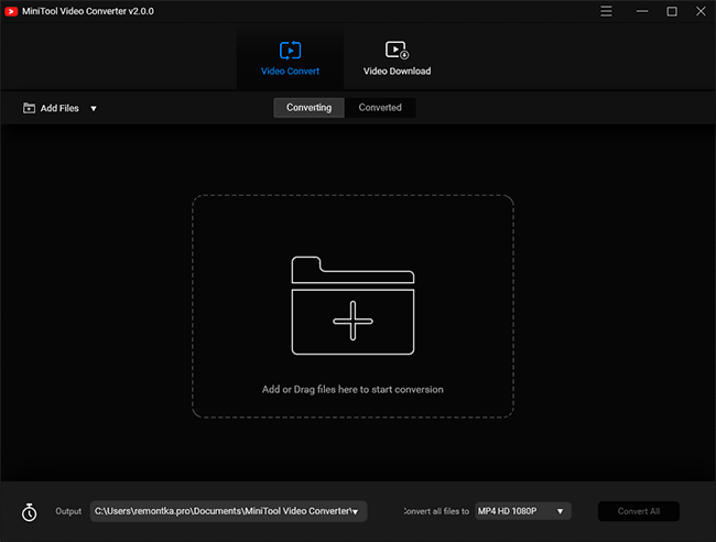 Главное окно MiniTool Video Converter