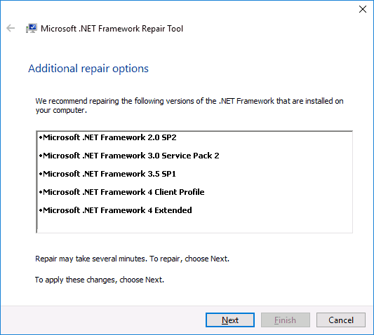 Утилита .NET Framework Repair Tool