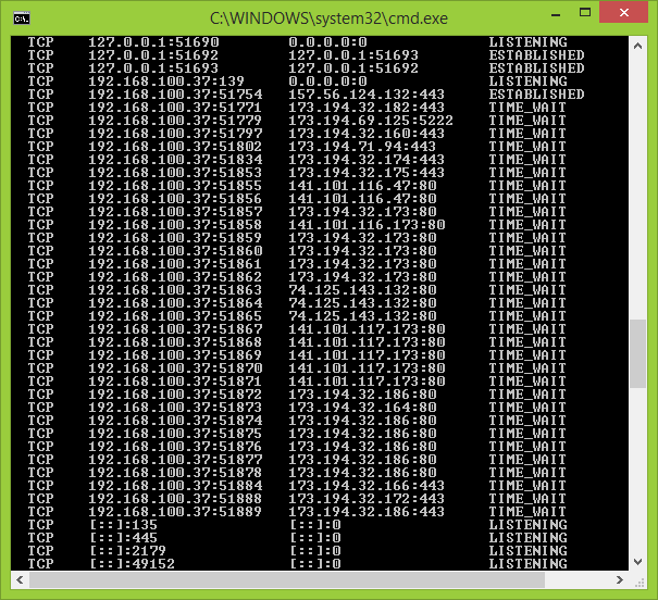 Команда netstat в Windows