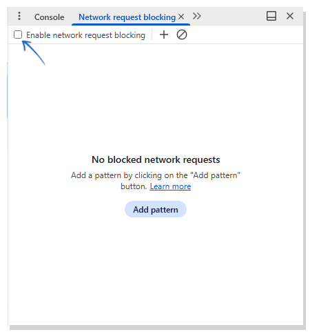 Блокировка сетевых запросов в консоли Chrome