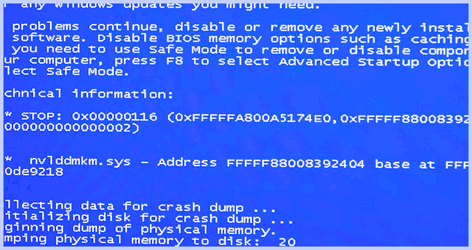 Синий экран смерти BSOD nvlddmkm.sys
