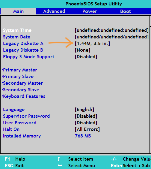Отключение Floppy в Phoenix BIOS