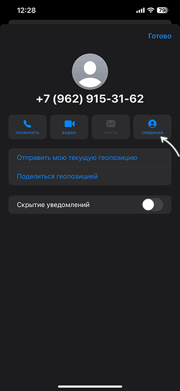 Подробная информация об отправителе сообщения
