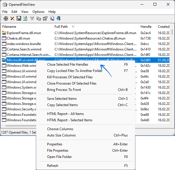Утилита OpenedFilesView