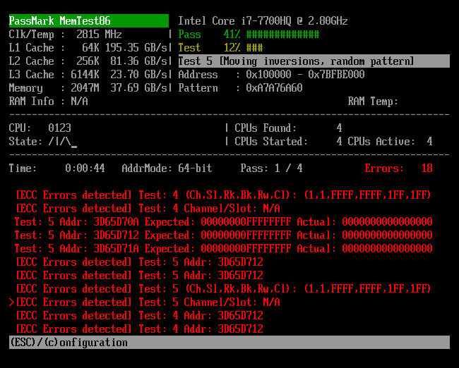 PassMark memtest86