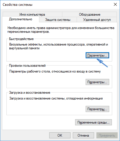 Параметры быстродействия