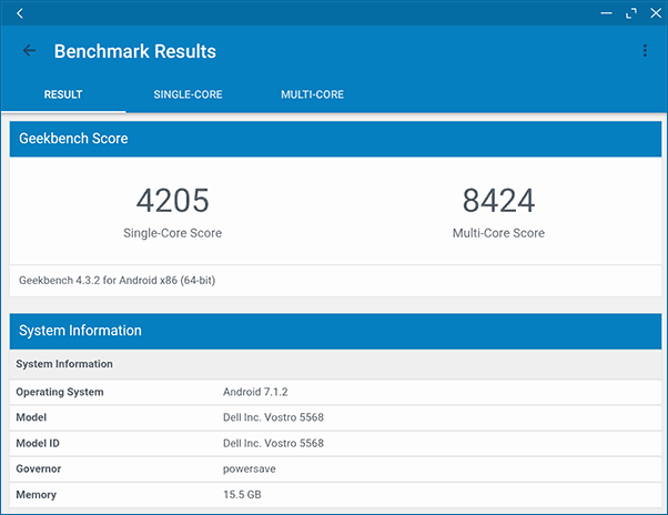 Тестирование PrimeOS в GeekBench