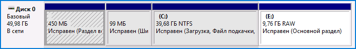 Раздел RAW на системном диске Windows