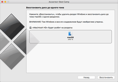 Удаление Windows с диска Mac