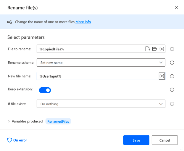 Переименование в Power Automate Desktop
