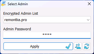 Ввод пароля администратора в RunAs Tool
