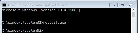 shift+f10 - regedit