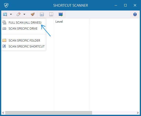 Проверка ярлыков в Shortcut Scanner