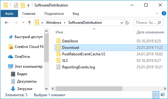 Папка SoftwareDistribution на диске C