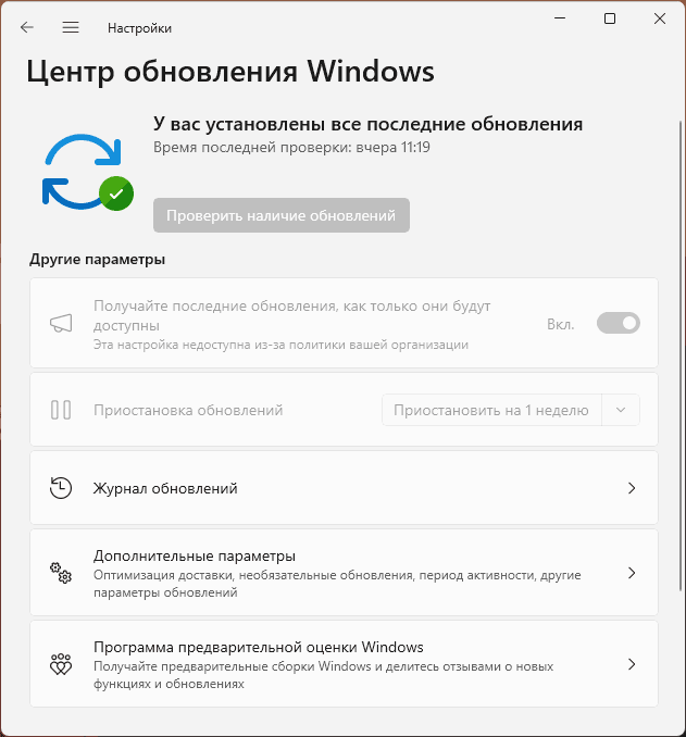 Некоторые параметры не активны в Windows