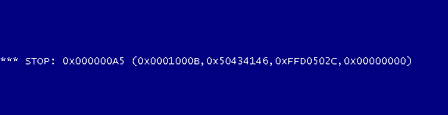 Синий экран смерти с ошибкой 0x000000A5