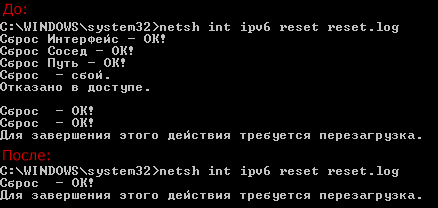 Успешный сброс TCP IP в Windows 8