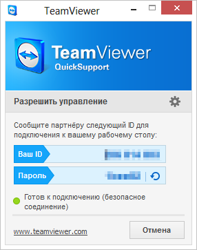 Главное окно TeamViewer Quick Support