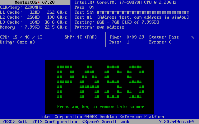 Результат проверки оперативной памяти