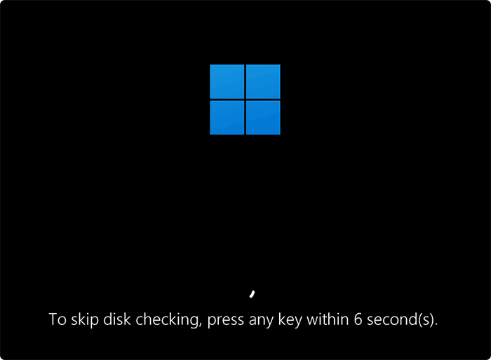 Сообщение: To skip disk checking, press any key