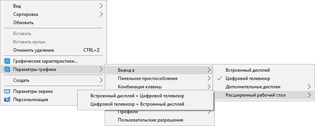 Настройка двух мониторов Intel HD Graphics