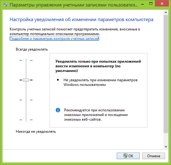 Настройки UAC в Windows