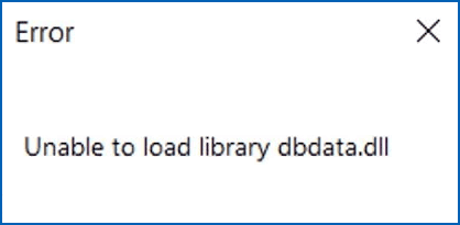 Сообщение об ошибке Unable to load library dbdata.dll