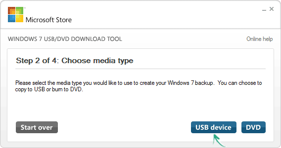 Выбор USB или DVD