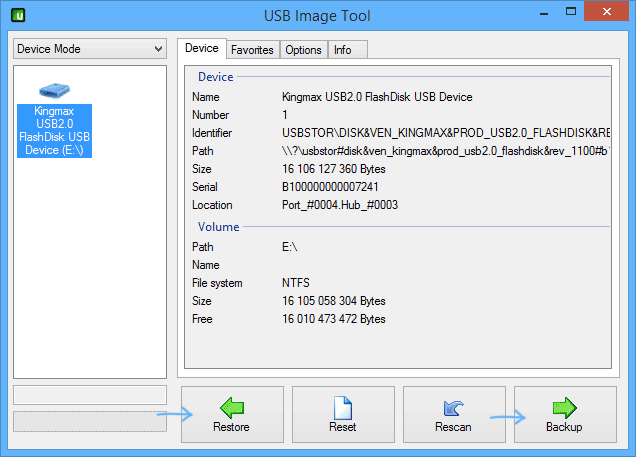 Создание образа в USB Image Tool